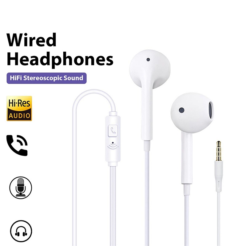 Wired Earphone Mic - 3.5mm com fio fone de ouvido